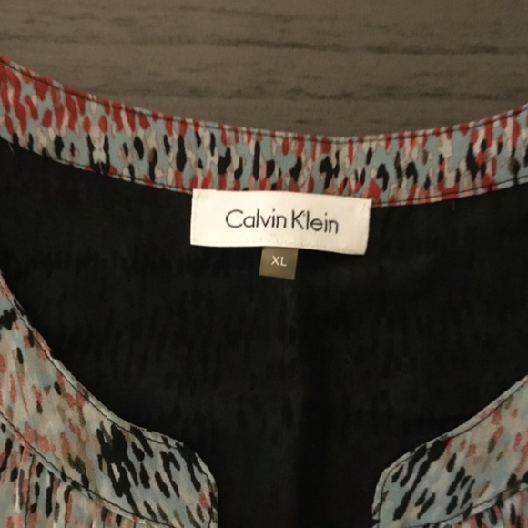 Calvin Klein Boho Blouse Sheer Henley with Pin Tucks in front Sz XL - Picture 10 of 13